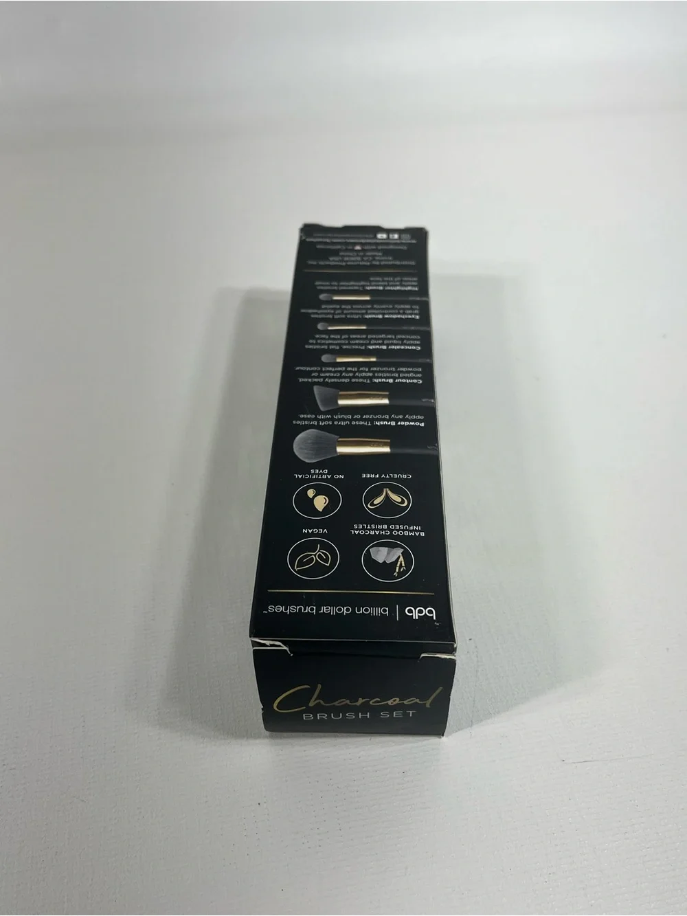 bdb Charcoal Brush Set Black and Gold Vegan Makeup Brushes
